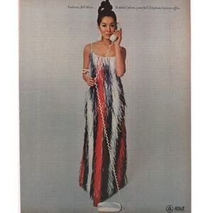 AT&T Bill Blass Telephone Magazine Advertisement 1968 Vintage Fashion Designer